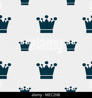 Crown icon sign. Seamless pattern with geometric texture. Vector illustration Stock Vector
