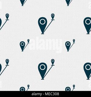Map pointer icon sign. Seamless pattern with geometric texture. Vector illustration Stock Vector
