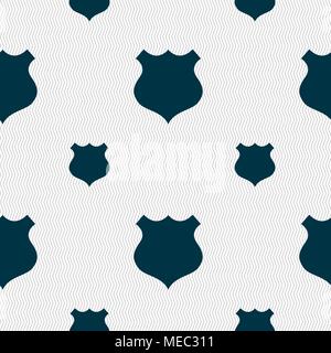 shield icon sign. Seamless pattern with geometric texture. Vector illustration Stock Vector