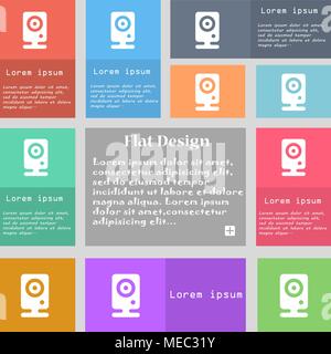 Web cam icon sign. Set of multicolored buttons with space for text. Vector illustration Stock Vector
