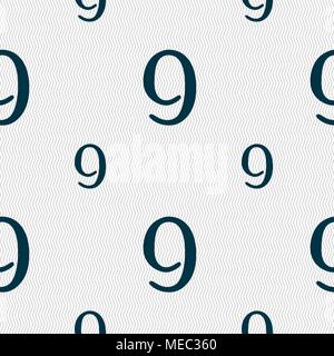 number Nine icon sign. Seamless pattern with geometric texture. Vector illustration Stock Vector