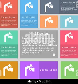 drinking fountain icon sign. Set of multicolored buttons with space for text. Vector illustration Stock Vector