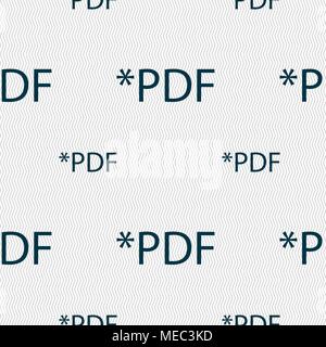 PDF file document icon. Download pdf button. PDF file extension symbol. Seamless pattern with geometric texture. Vector illustration Stock Vector