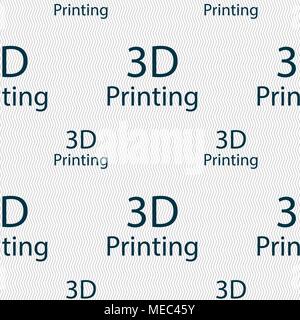 3D Print sign icon. 3d-Printing symbol. Seamless pattern with geometric texture. Vector illustration Stock Vector