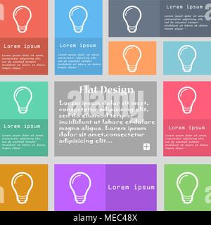 Light bulb icon sign. Set of multicolored buttons with space for text. Vector illustration Stock Vector