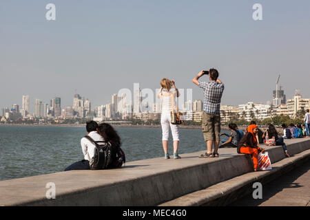 Marine Drive promenade, Mumbai, India Stock Photo