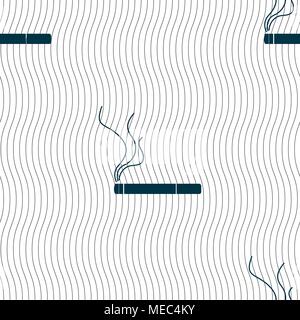 Smoking sign icon. Cigarette symbol. Seamless pattern with geometric texture. Vector illustration Stock Vector