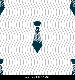 Tie sign icon. Business clothes symbol. Seamless pattern with geometric texture. Vector illustration Stock Vector