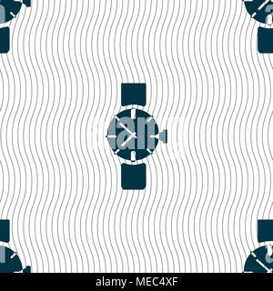 watches icon symbol . Seamless pattern with geometric texture. Vector illustration Stock Vector