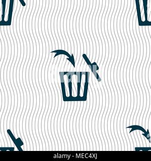 Recycle bin sign icon. Seamless pattern with geometric texture. Vector illustration Stock Vector