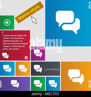Speech bubble, Think cloud icon sign. Metro style buttons. Modern interface website buttons with cursor pointer. Vector illustration Stock Vector
