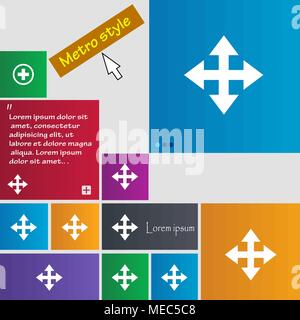 Deploying video, screen size icon sign. Metro style buttons. Modern interface website buttons with cursor pointer. Vector illustration Stock Vector