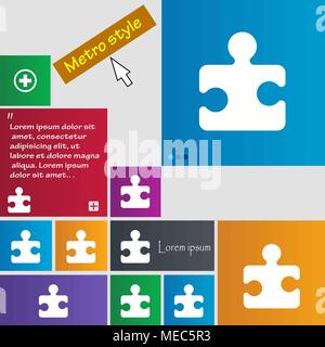 Puzzle piece icon sign. buttons. Modern interface website buttons with cursor pointer. Vector illustration Stock Vector