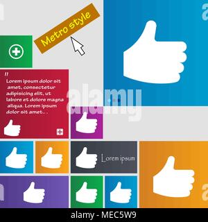 Like, Thumb up icon sign. buttons. Modern interface website buttons with cursor pointer. Vector illustration Stock Vector