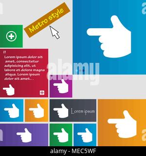 pointing hand icon sign. buttons. Modern interface website buttons with cursor pointer. Vector illustration Stock Vector