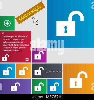 open lock icon sign. buttons. Modern interface website buttons with cursor pointer. Vector illustration Stock Vector