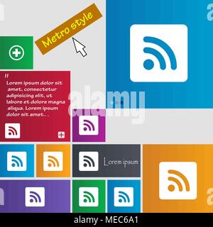 RSS feed  icon sign. buttons. Modern interface website buttons with cursor pointer. Vector illustration Stock Vector