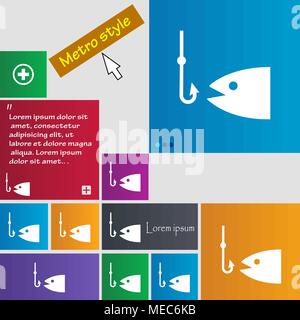 Fishing icon sign. buttons. Modern interface website buttons with cursor pointer. Vector illustration Stock Vector