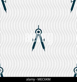 Mathematical Compass sign icon. Seamless pattern with geometric texture. Vector illustration Stock Vector