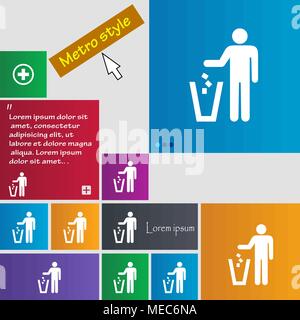 throw away the trash icon sign. buttons. Modern interface website buttons with cursor pointer. Vector illustration Stock Vector