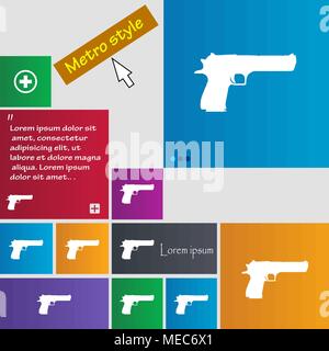 gun icon sign. buttons. Modern interface website buttons with cursor pointer. Vector illustration Stock Vector
