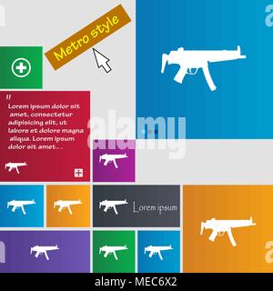 machine gun icon sign. buttons. Modern interface website buttons with cursor pointer. Vector illustration Stock Vector