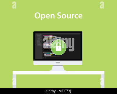 Vector illustration of open source conceptual symbols Stock Photo - Alamy