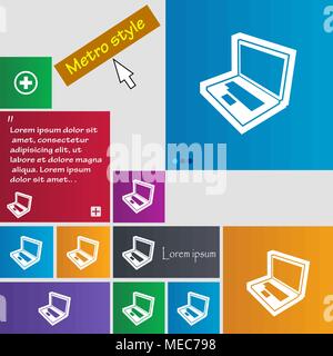 Laptop icon sign. buttons. Modern interface website buttons with cursor pointer. Vector illustration Stock Vector