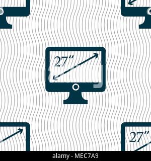 diagonal of the monitor 27 inches icon sign. Seamless pattern with geometric texture. Vector illustration Stock Vector