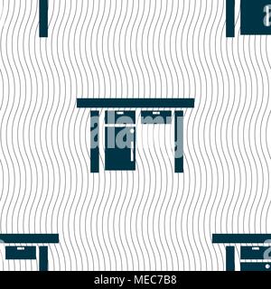 Table icon sign. Seamless pattern with geometric texture. Vector illustration Stock Vector