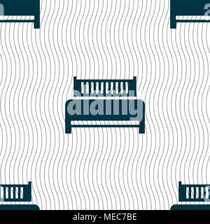 Hotel, bed icon sign. Seamless pattern with geometric texture. Vector illustration Stock Vector