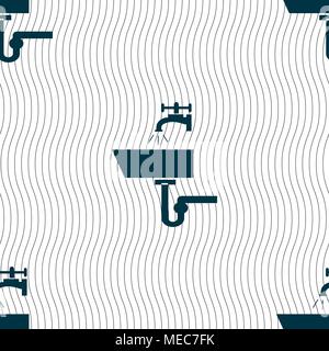 Washbasin icon sign. Seamless pattern with geometric texture. Vector illustration Stock Vector