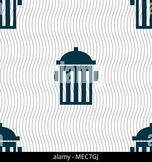 fire hydrant icon sign. Seamless pattern with geometric texture. Vector illustration Stock Vector