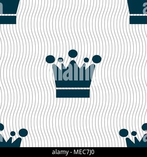 Crown icon sign. Seamless pattern with geometric texture. Vector illustration Stock Vector