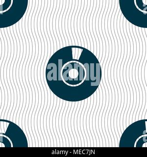 CD or DVD icon sign. Seamless pattern with geometric texture. Vector illustration Stock Vector