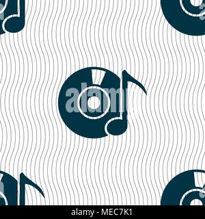 CD or DVD icon sign. Seamless pattern with geometric texture. Vector illustration Stock Vector