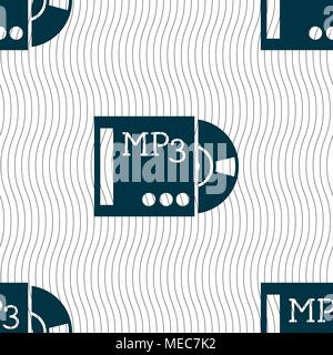 mp3 player icon sign. Seamless pattern with geometric texture. Vector illustration Stock Vector