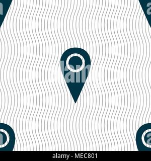 Map pointer icon sign. Seamless pattern with geometric texture. Vector illustration Stock Vector