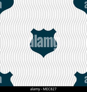 shield icon sign. Seamless pattern with geometric texture. Vector illustration Stock Vector