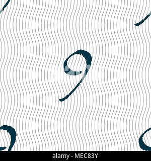 number Nine icon sign. Seamless pattern with geometric texture. Vector illustration Stock Vector