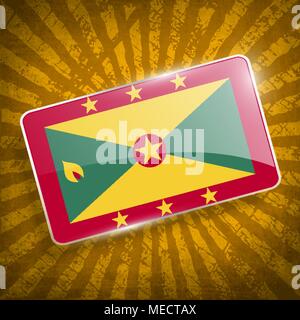 Flag of Grenada with old texture. Vector illustration Stock Vector