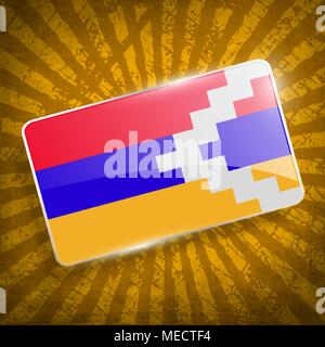 Flag of Karabakh Republic with old texture. Vector illustration Stock Vector