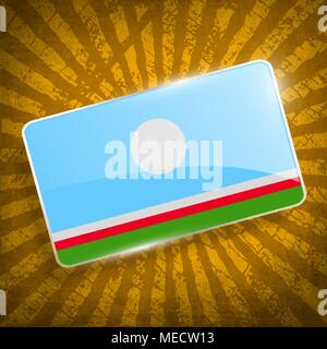 Flag of  Sakha Yakutia Republic, Russia with old texture. Vector illustration Stock Vector