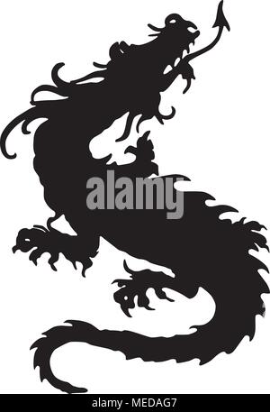 Dragon Silhouette - Retro Clipart Illustration Stock Vector