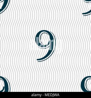 number Nine icon sign. Seamless pattern with geometric texture. Vector illustration Stock Vector