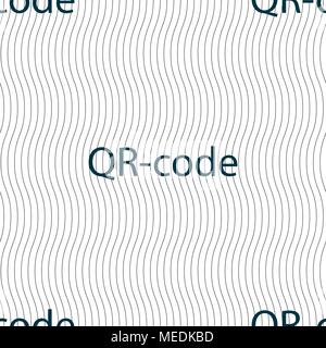 Qr code sign icon. Scan code symbol. Seamless pattern with geometric texture. Vector illustration Stock Vector