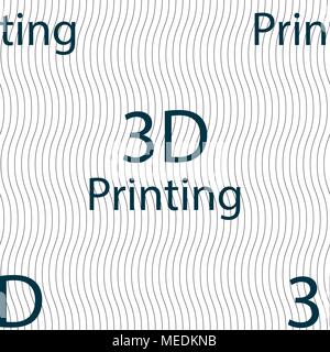 3D Print sign icon. 3d-Printing symbol. Seamless pattern with geometric texture. Vector illustration Stock Vector