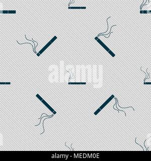 Smoking sign icon. Cigarette symbol. Seamless pattern with geometric texture. Vector illustration Stock Vector