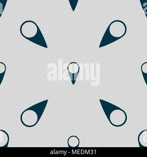 Map pointer icon. GPS location symbol. Seamless pattern with geometric texture. Vector illustration Stock Vector