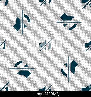 Mute speaker sign icon. Sound symbol.. Seamless pattern with geometric texture. Vector illustration Stock Vector